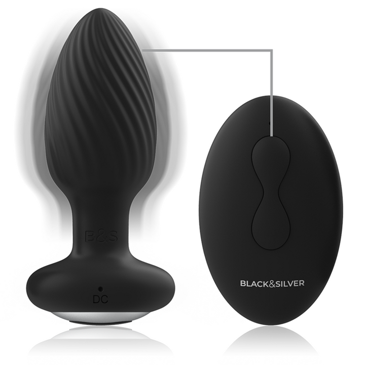 Black&amp;Silver Wells Anal Rotator — Black silicone