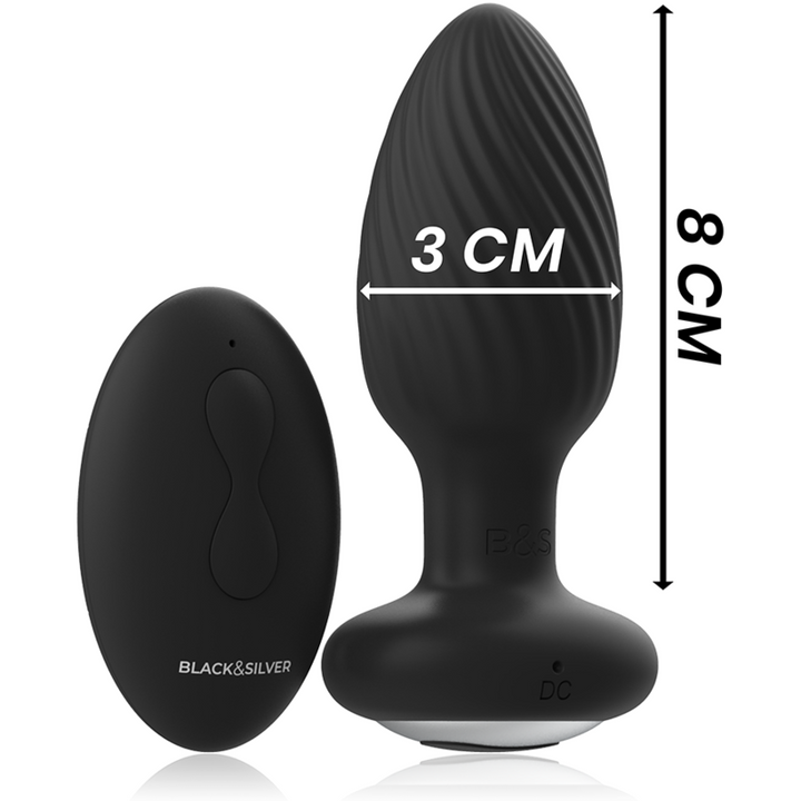 Black&amp;Silver Wells Anal Rotator — Black silicone