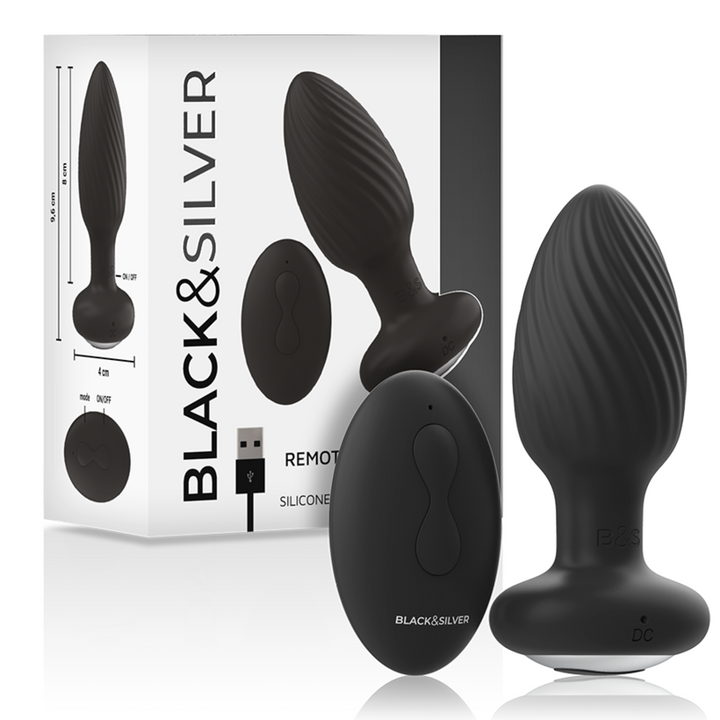 Black&amp;Silver Wells Anal Rotator — Black silicone