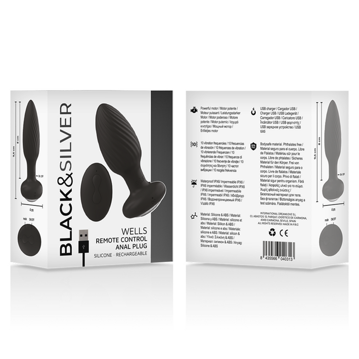 Black&amp;Silver Wells Anal Rotator — Black silicone
