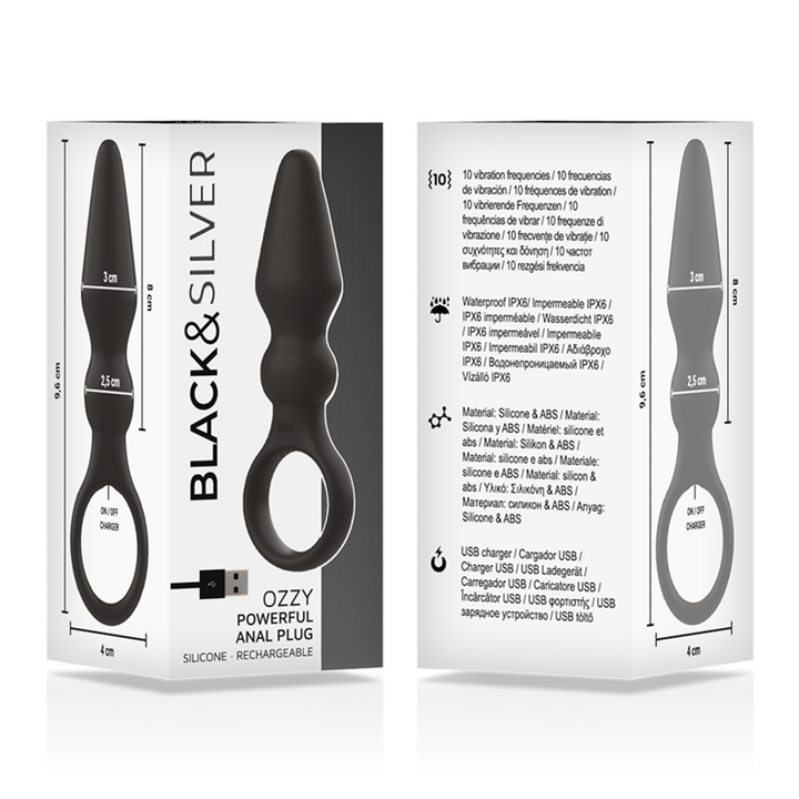 BLACK&amp;SILVER - OZZY POWERFUL SILICONE ANAL PLUG