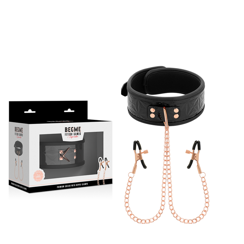 Begme Black Edition - Collar With Nipple Clamps With Neoprene