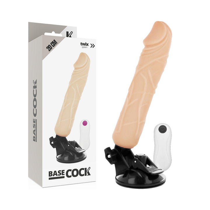 Basecock Realistic Vibrator Remote Control, Flesh 20 CM -O- 4 CM — Skin TPE