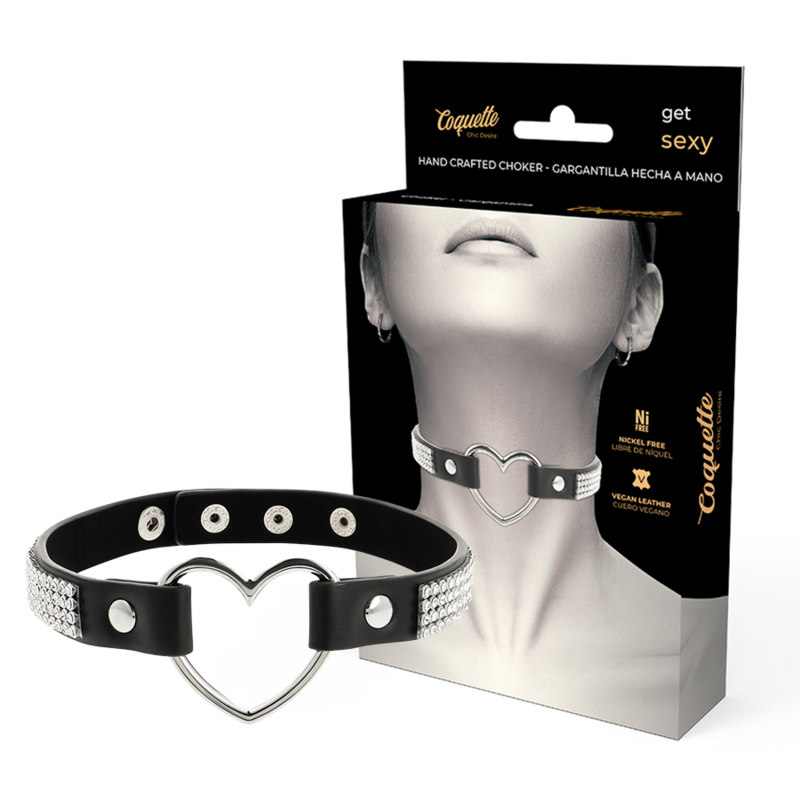 Coquette Chic - Desire Vegan Leather Choker With Heart