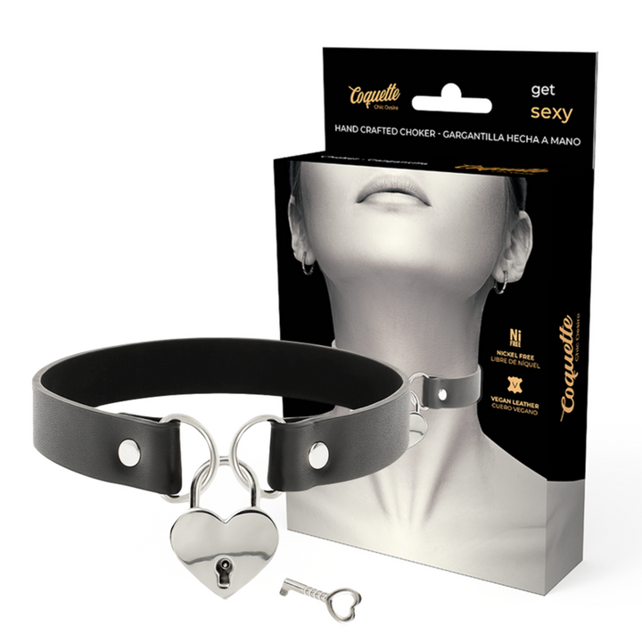 Coquette Chic - Desire Vegan Leather Necklace With Heart