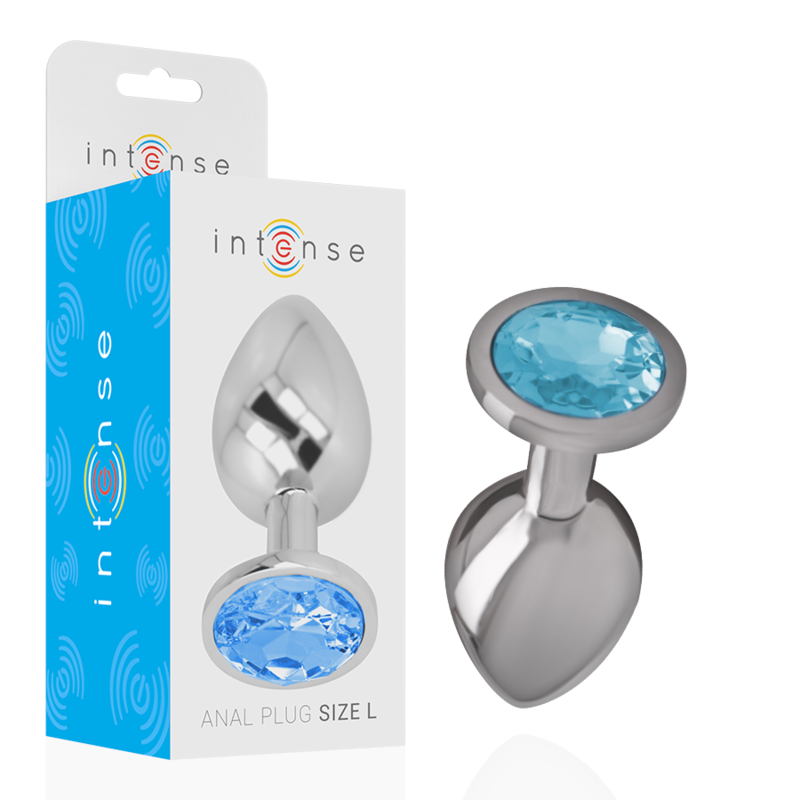 Intense Aluminum Metal - Anal Plug With Blue Crystal Size L