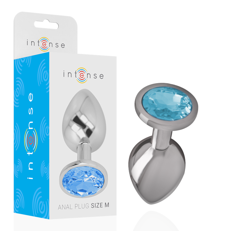 Intense Aluminum Metal - Anal Plug With Blue Glass Size M