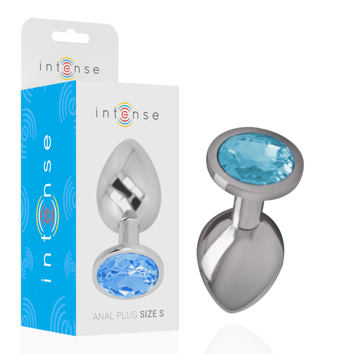 Intense Aluminum Metal Anal Plug With Blue Crystal Size S — Blue