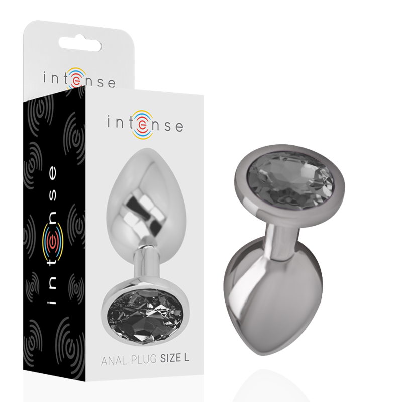 Intense Aluminum Metal - Anal Plug With Black Glass Size L