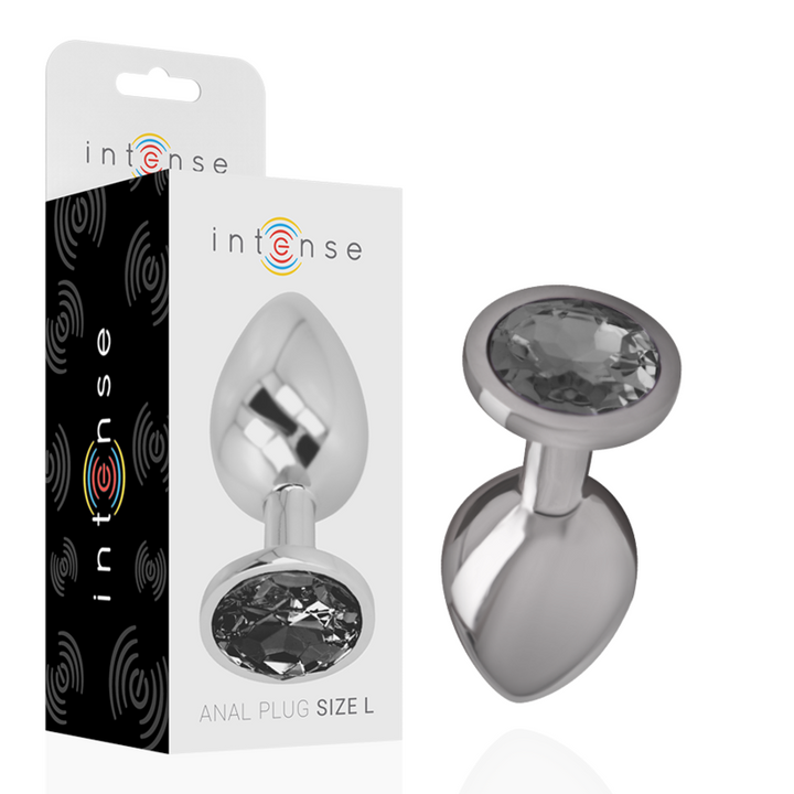 Intense Aluminum Metal Anal Plug With Black Glass Size L — Black