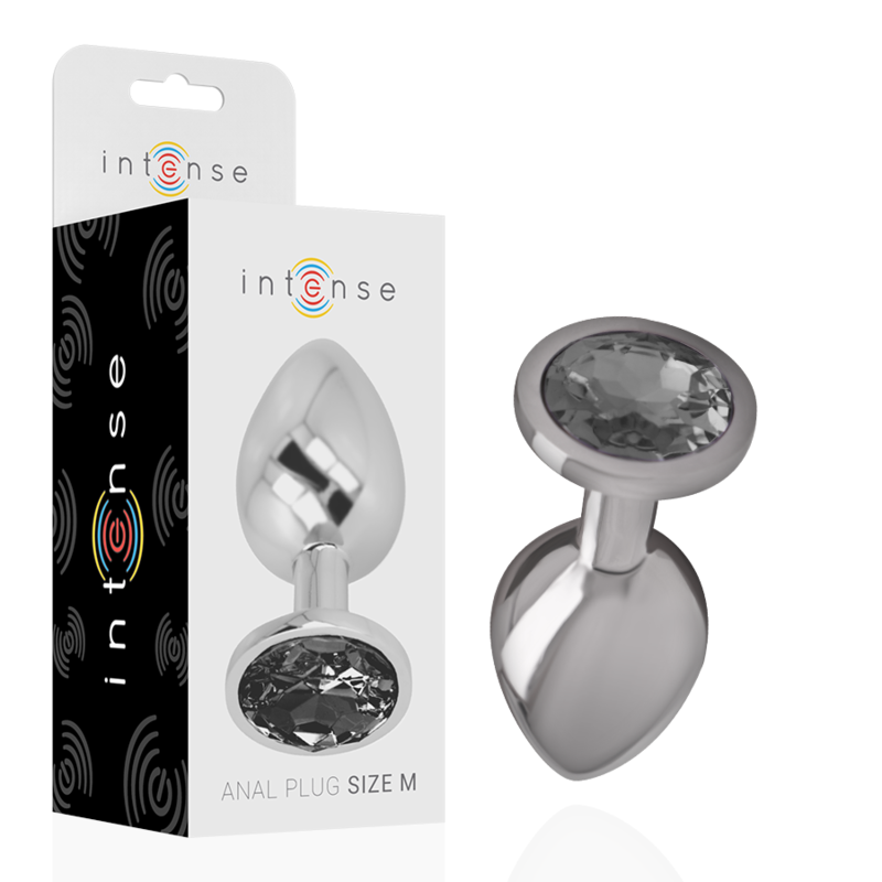 Intense Aluminum Metal - Anal Plug With Black Glass Size M