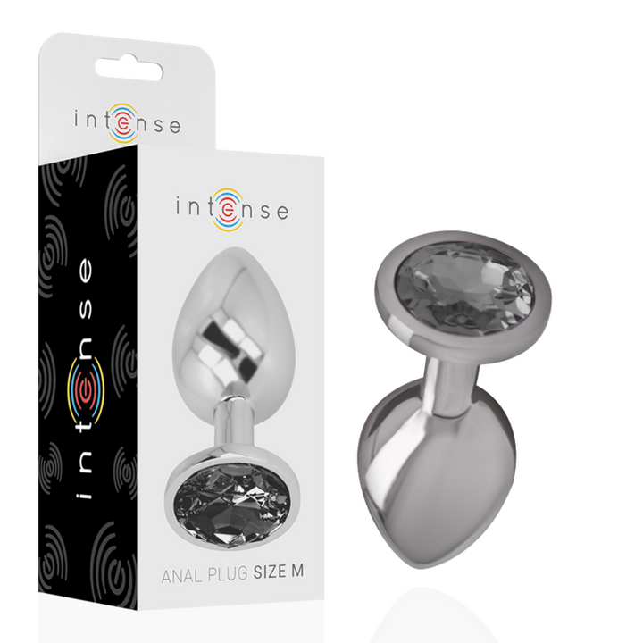 Intense Aluminum Metal Anal Plug With Black Glass Size M — Black