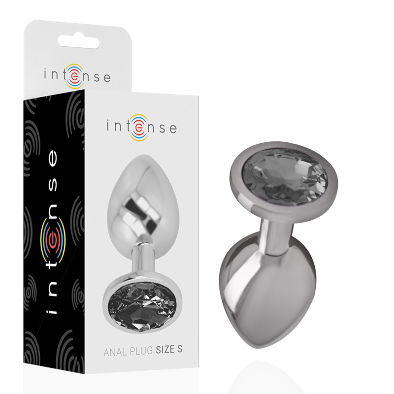 Intense Aluminum Metal - Anal Plug With Black Crystal Size S