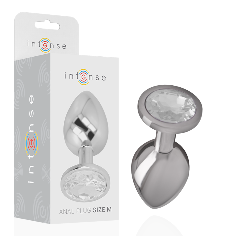 Intense Aluminum Metal - Anal Plug With Silver Crystal Size M