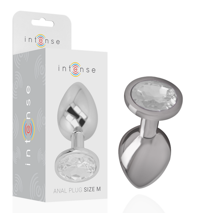 Intense Aluminum Metal Anal Plug With Silver Crystal Size M — Silver