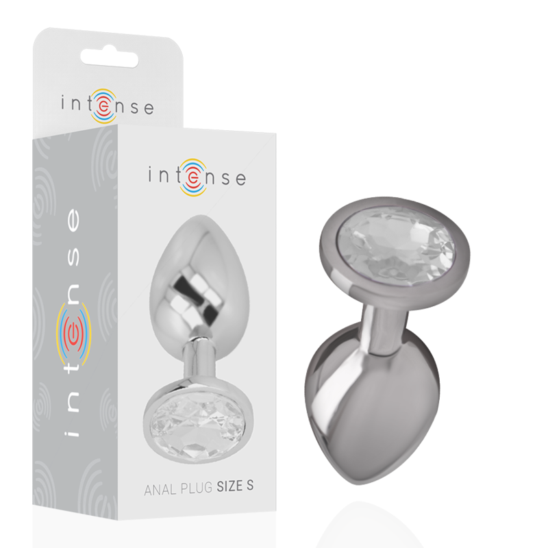 Intense Aluminum Metal - Anal Plug With Silver Crystal Size S
