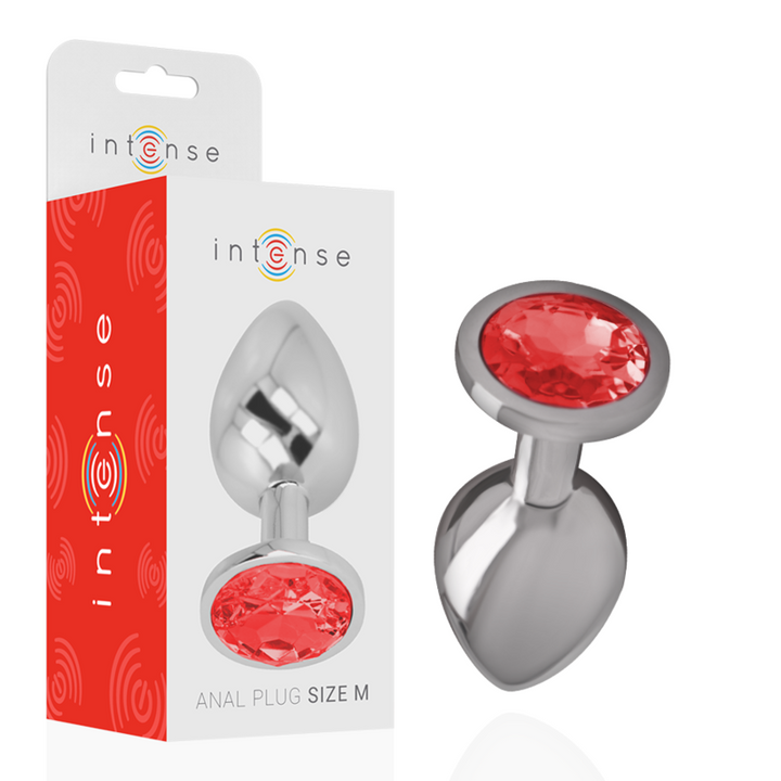 Intense Metal Anal Plug With Red Crystal Size M — Red
