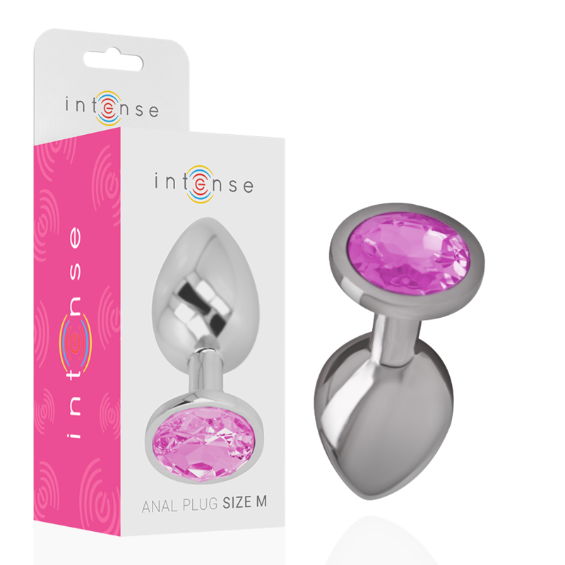Intense Aluminum Metal - Anal Plug With Pink Crystal Size M