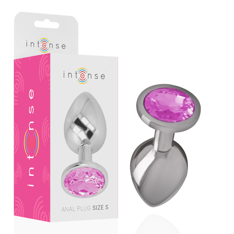 Intense Aluminum Metal - Anal Plug With Pink Crystal Size S