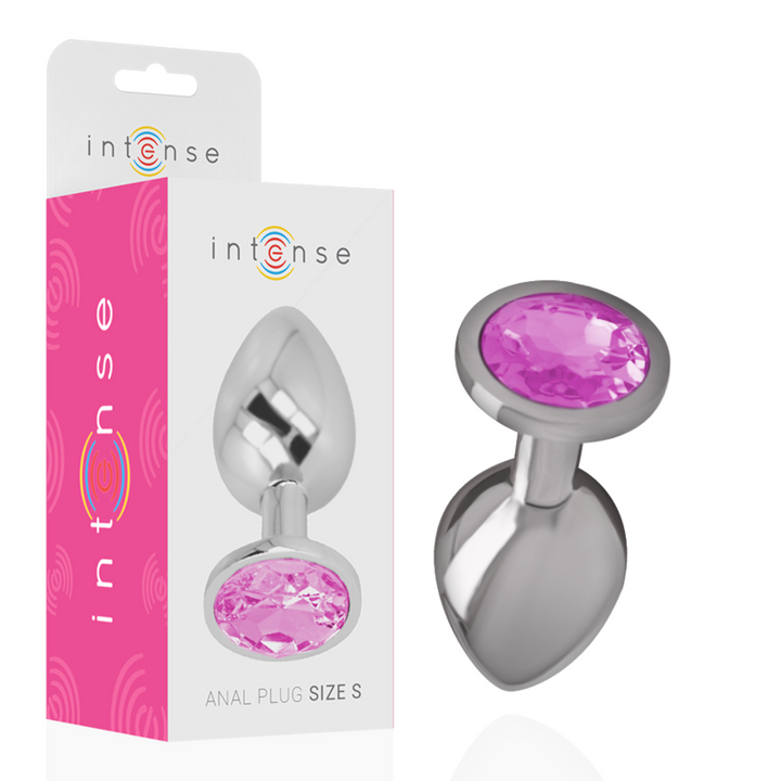 Intense Aluminum Metal Anal Plug With Pink Crystal Size S — Pink