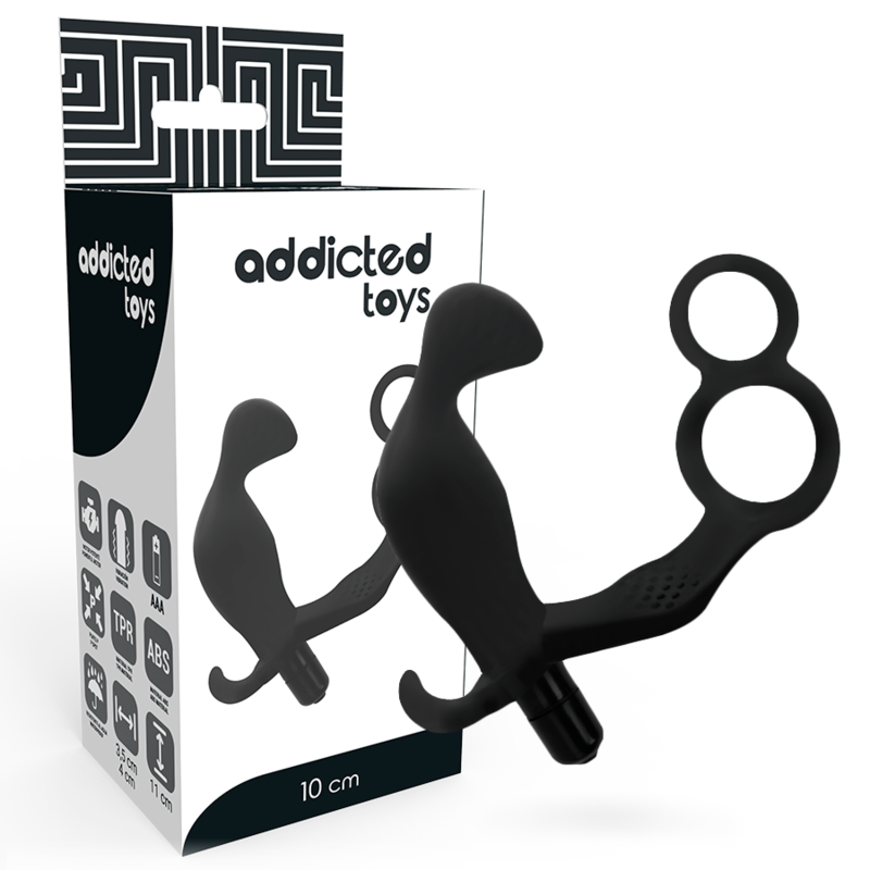 Addicted Toys - Anal Plug With Double Penis Ring And Testicles