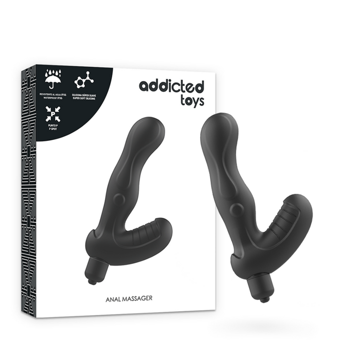 Addicted Toys P-Spot Vibe Silicone Prostate Anal Stimulator — Black · Silicone