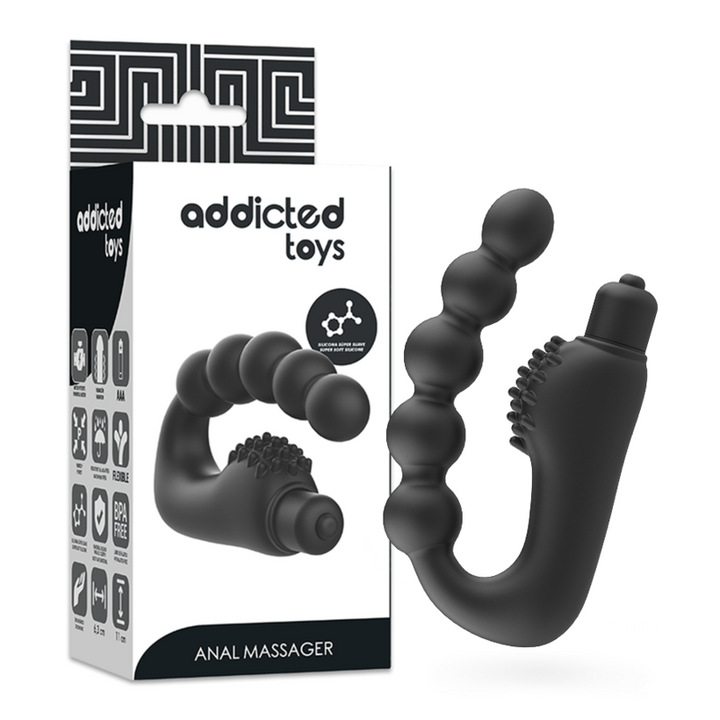 Addicted Toys Anal Massager Prostatic With Vibration — Black · Silicone