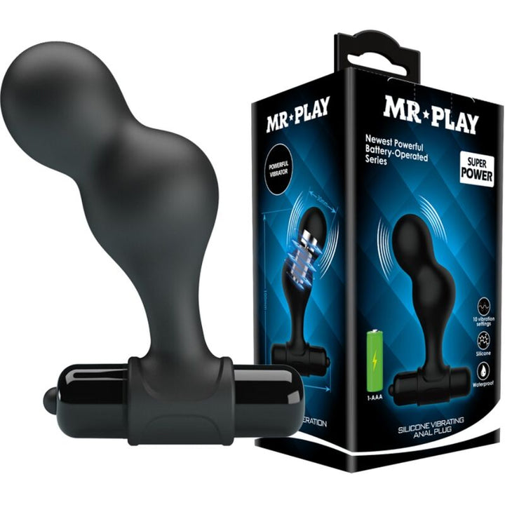 Mr Play Black Silicone Vibrator Anal Plug — black silicone