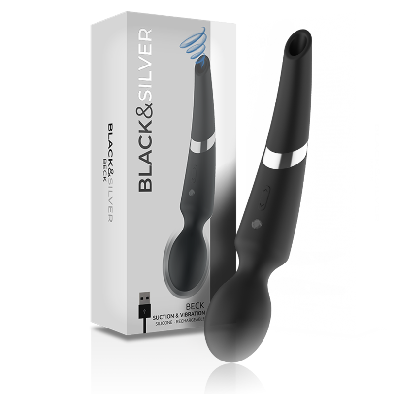 BLACK&amp;SILVER - BECK WAND AND SUCTION CUP 2 IN 1 SILICONE