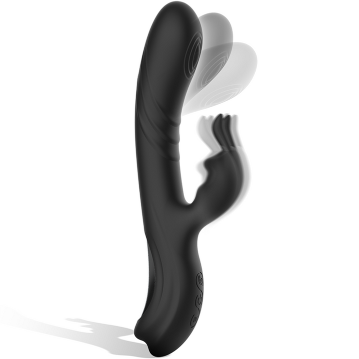 BLACK&amp;SILVER - JAMIE RECHARGEABLE SILICONE RABBIT STIMULATOR BLACK