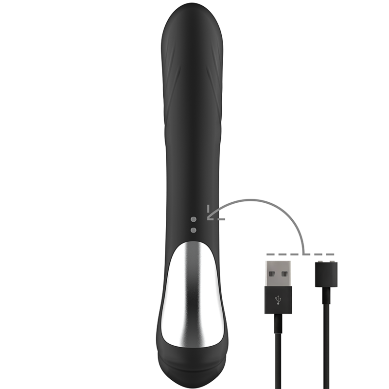 BLACK&amp;SILVER - JAMIE RECHARGEABLE SILICONE RABBIT STIMULATOR BLACK