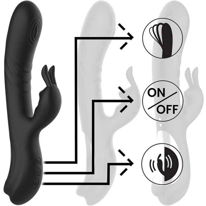BLACK&amp;SILVER - JAMIE RECHARGEABLE SILICONE RABBIT STIMULATOR BLACK