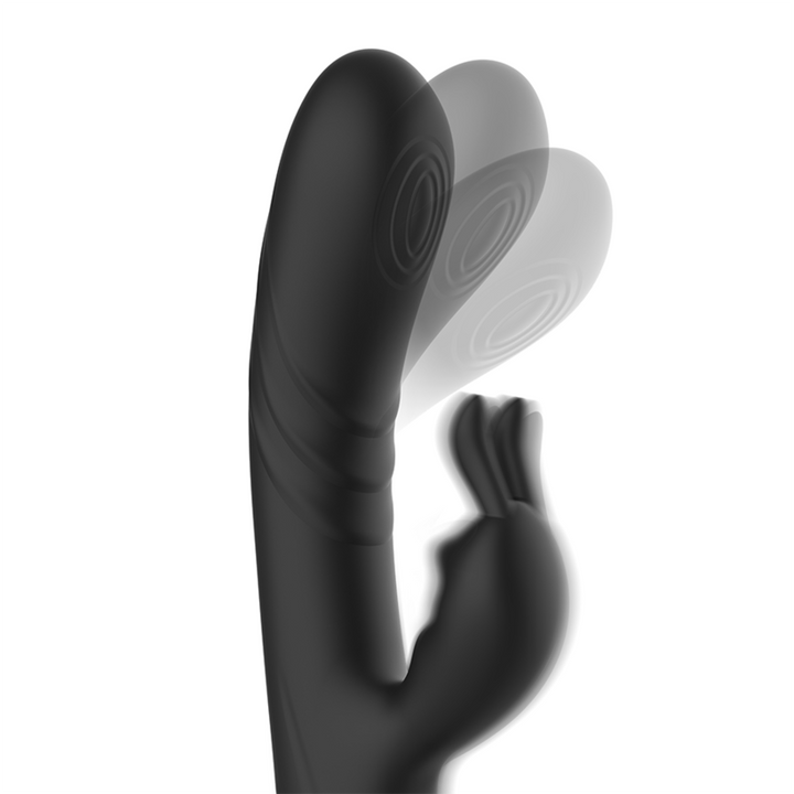 BLACK&amp;SILVER - JAMIE RECHARGEABLE SILICONE RABBIT STIMULATOR BLACK