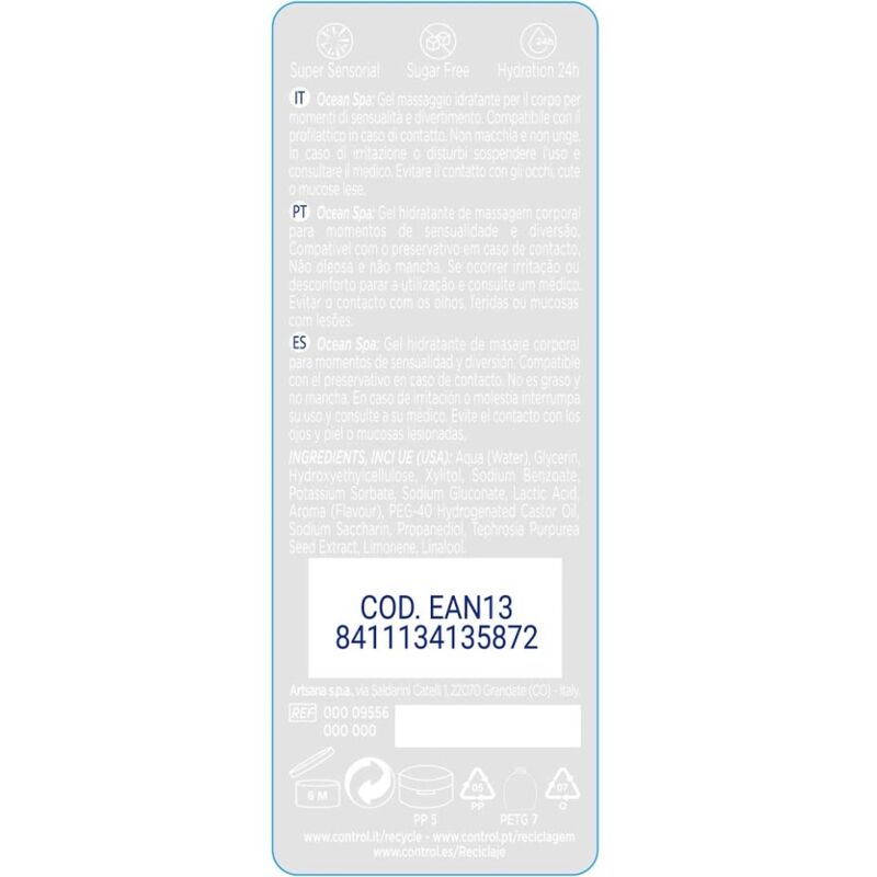 CONTROL - 2 EN 1 MASSAGE &amp; PLEASURE MEDITERRANEAN SEA 200 ML