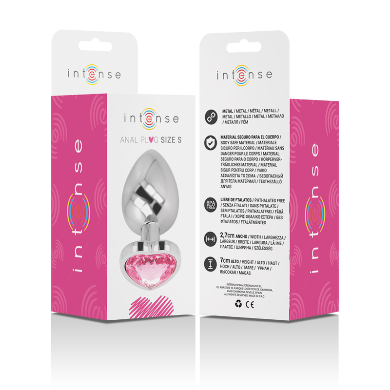 Intense Aluminum Metal Anal Plug Pink Heart Size S — pink metal