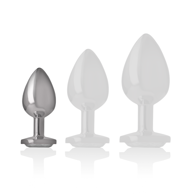 Intense White Heart Aluminum Metal Anal Plug Size S — silver metal