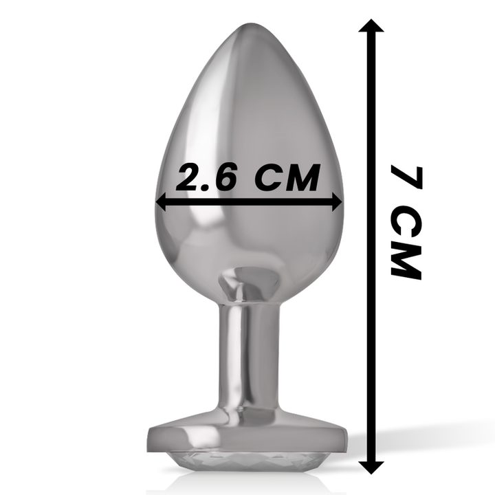 Intense White Heart Aluminum Metal Anal Plug Size S — silver metal