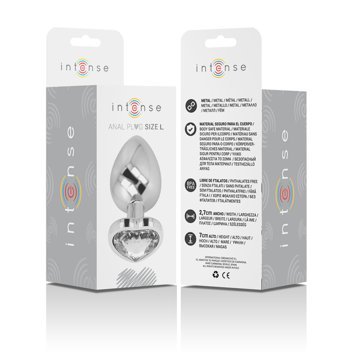 Intense Anal Plug Metal Aluminum White Heart Size L — White metal