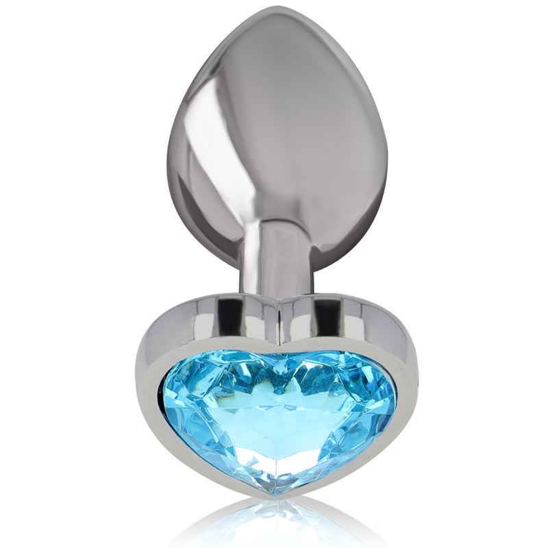 Intense Aluminum Metal Anal Plug Blue Heart Size S — blue metal