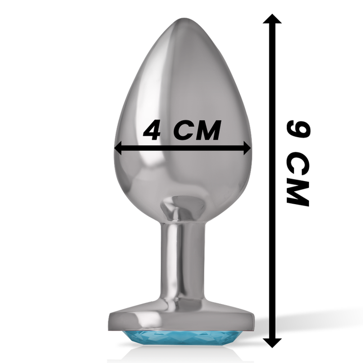 Intense Aluminum Metal Anal Plug Blue Heart Size L — Blue metal