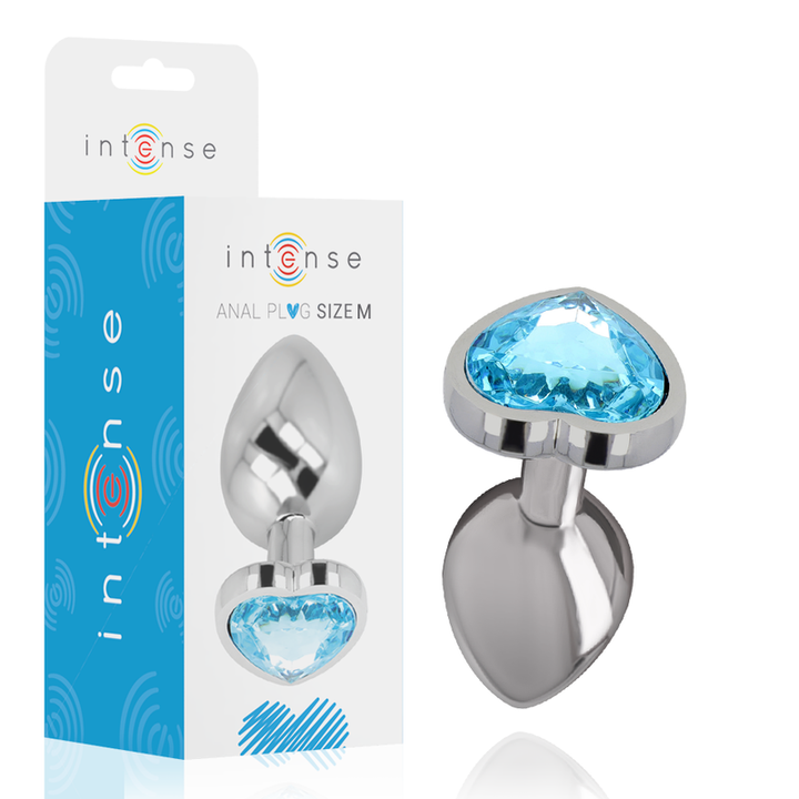 Intense Aluminum Metal Anal Plug Blue Heart Size M — blue metal