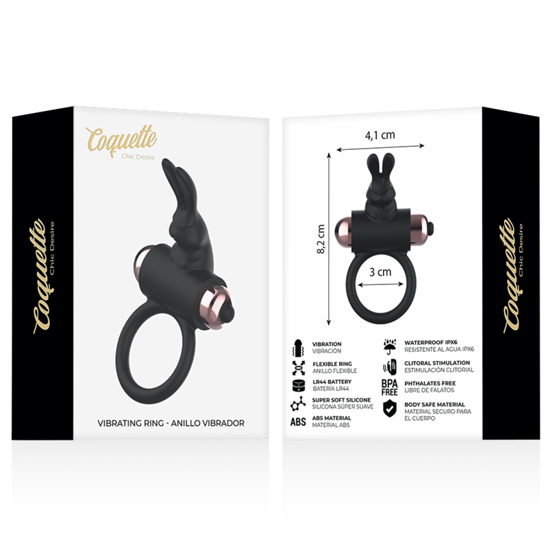 Coquette Chic - Desire Cock Ring With Vibrator Black/ Gold
