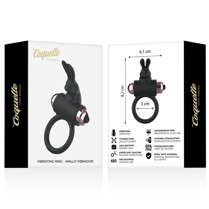 Coquette Chic - Desire Cock Ring With Vibrator Black/ Gold