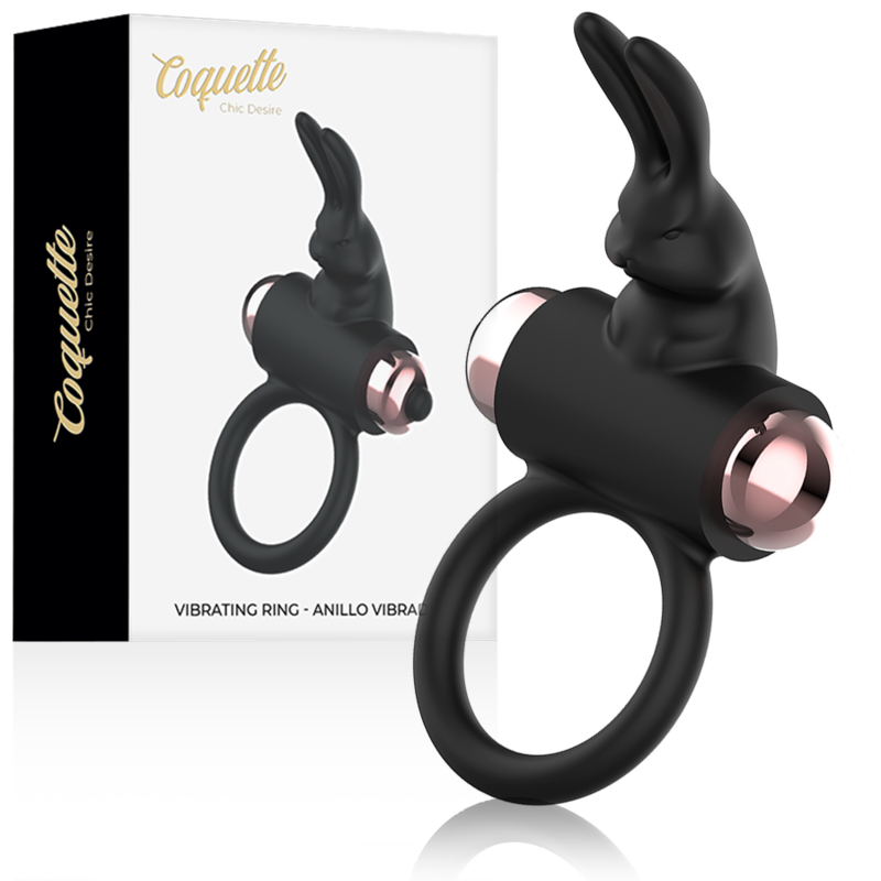 Coquette Chic - Desire Cock Ring With Vibrator Black/ Gold