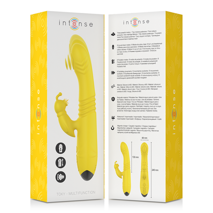 INTENSE - TOKY MULTIFUNCTION VIBRATOR UP &amp; DOWN WITH CLITORAL STIMULATOR YELLOW