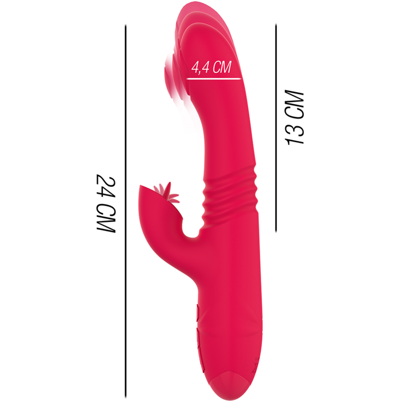 INTENSE - DUA MULTIFUNCTION RECHARGEABLE UP &amp; DOWN VIBRATOR WITH RED TONGUE