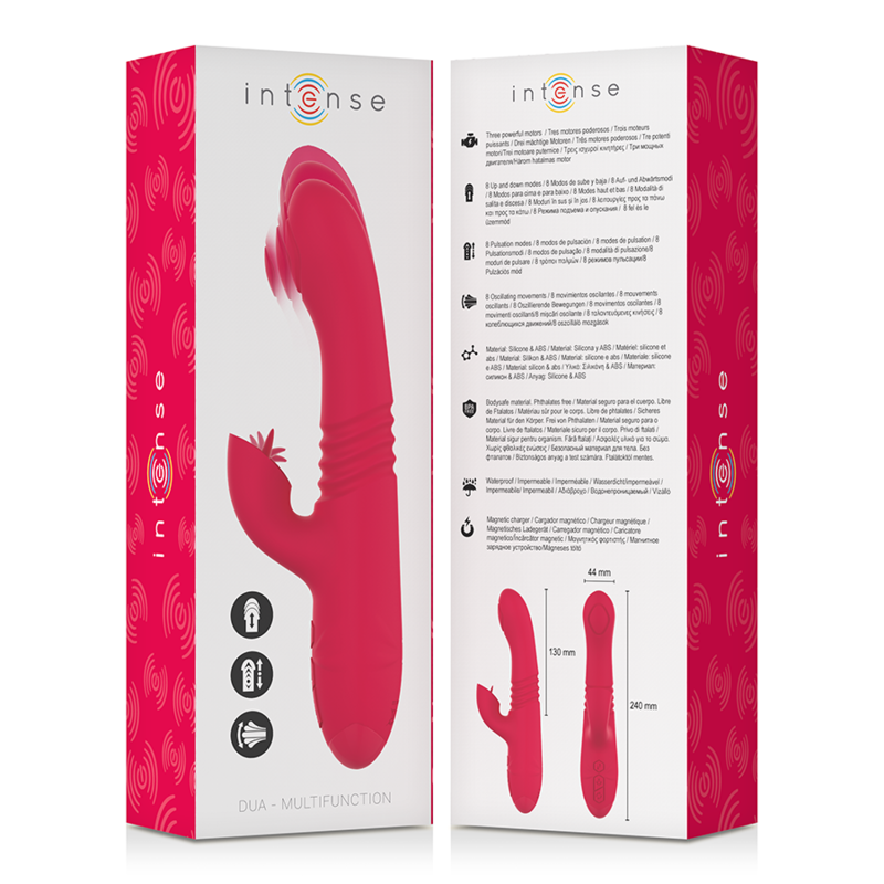 INTENSE - DUA MULTIFUNCTION RECHARGEABLE UP &amp; DOWN VIBRATOR WITH RED TONGUE