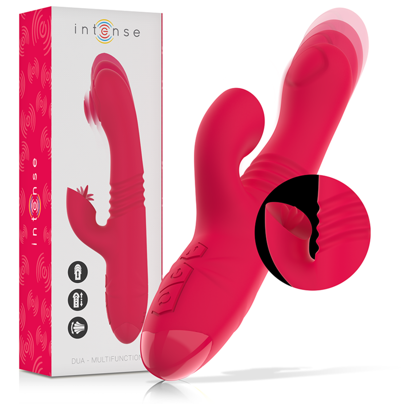 INTENSE - DUA MULTIFUNCTION RECHARGEABLE UP &amp; DOWN VIBRATOR WITH RED TONGUE