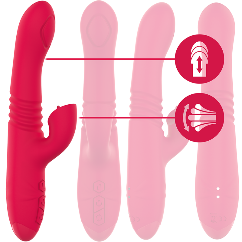 INTENSE - DUA MULTIFUNCTION RECHARGEABLE UP &amp; DOWN VIBRATOR WITH RED TONGUE