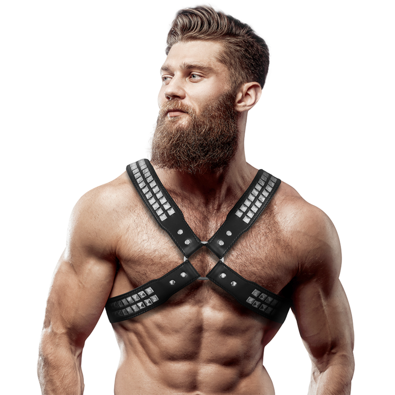 Fetish Submissive Attitude - Mens Crossed Chest Eco-Leather